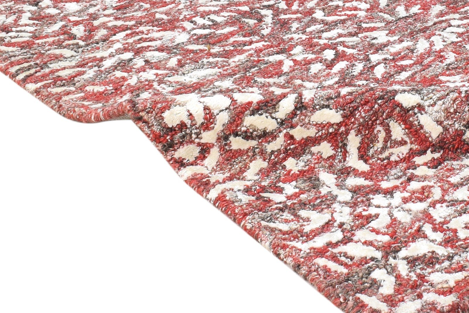 Hand Tufted Red Wool Rug 2' X 3' Modern French Floral Small Carpet 7865076449429