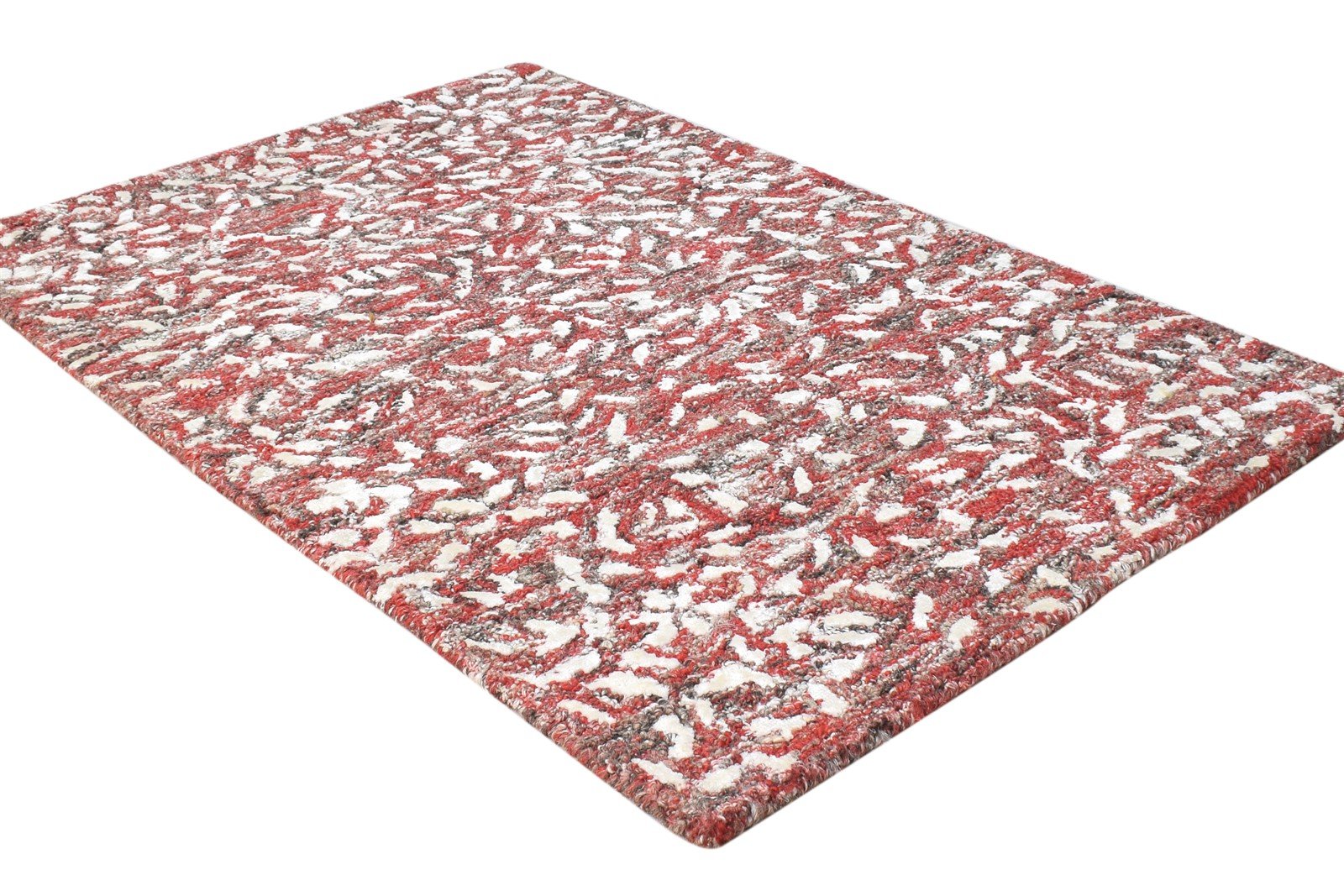 Hand Tufted Red Wool Rug 2' X 3' Modern French Floral Small Carpet 7865076449429