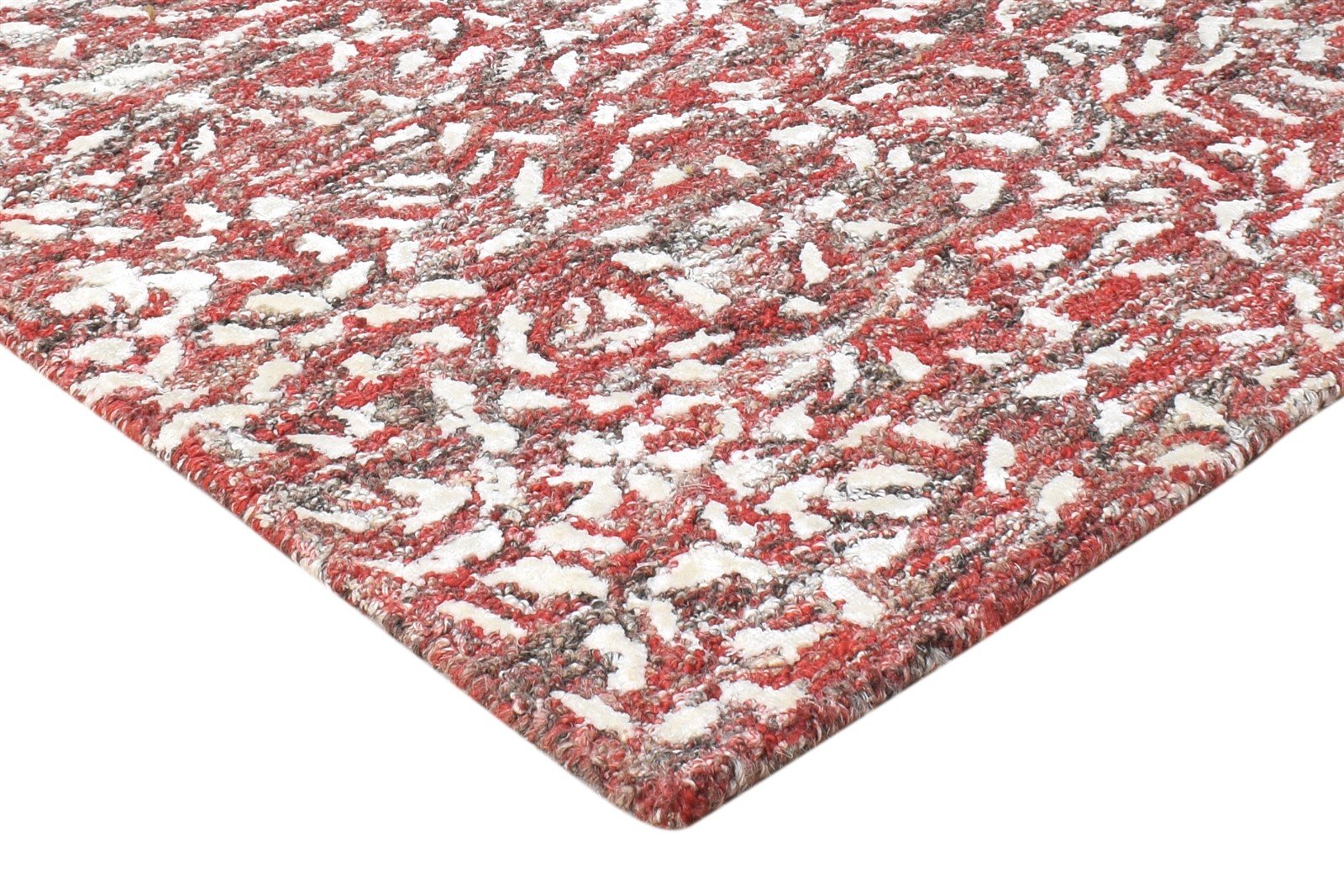 Hand Tufted Red Wool Rug 2' X 3' Modern French Floral Small Carpet 7865076449429