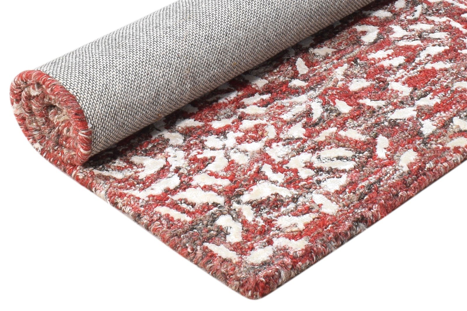 Hand Tufted Red Wool Rug 2' X 3' Modern French Floral Small Carpet 7865076449429