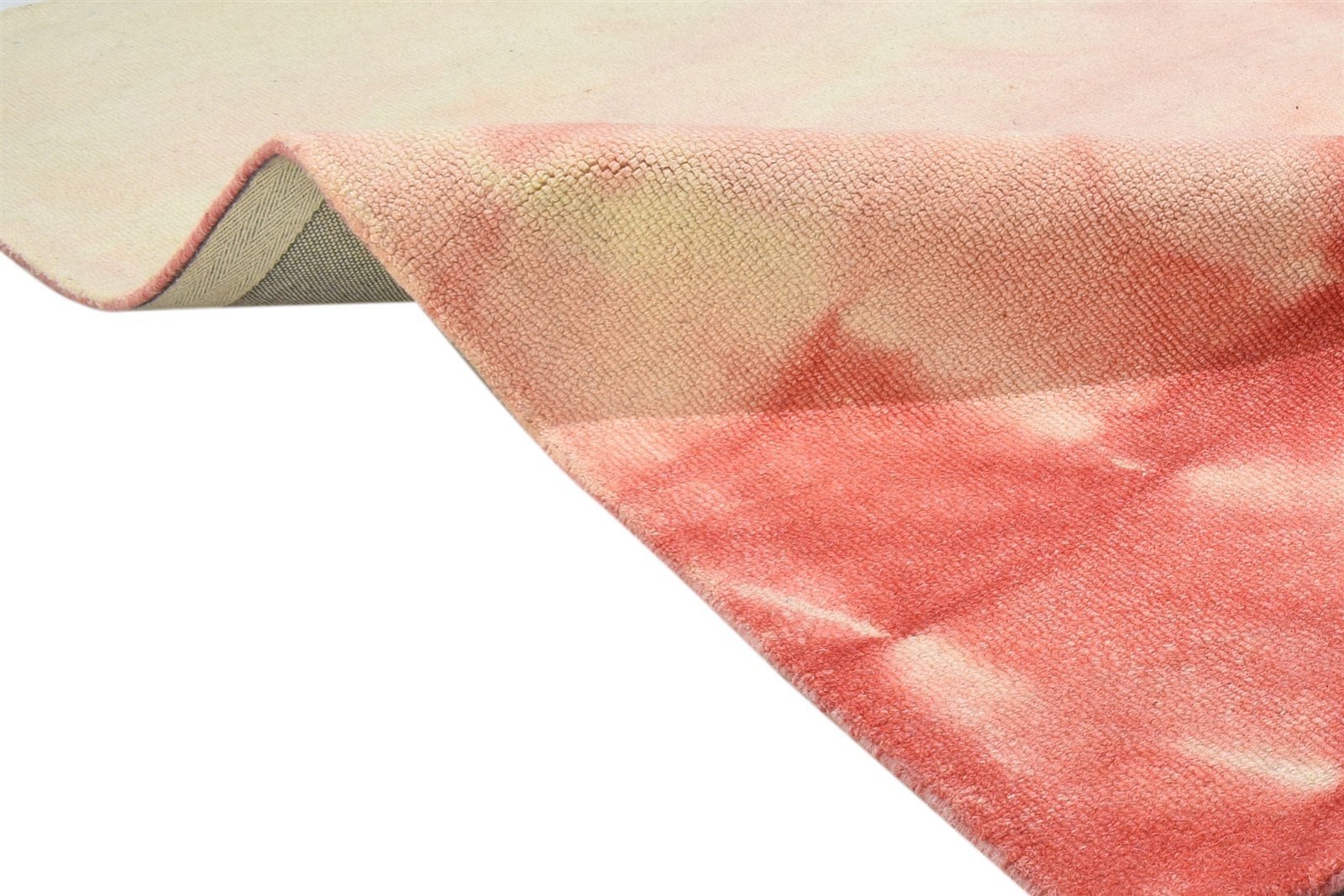 Hand Tufted Red Wool Rug 4' X 6' Modern Shibori Tie Dye Room Size Carpet 7864307089557