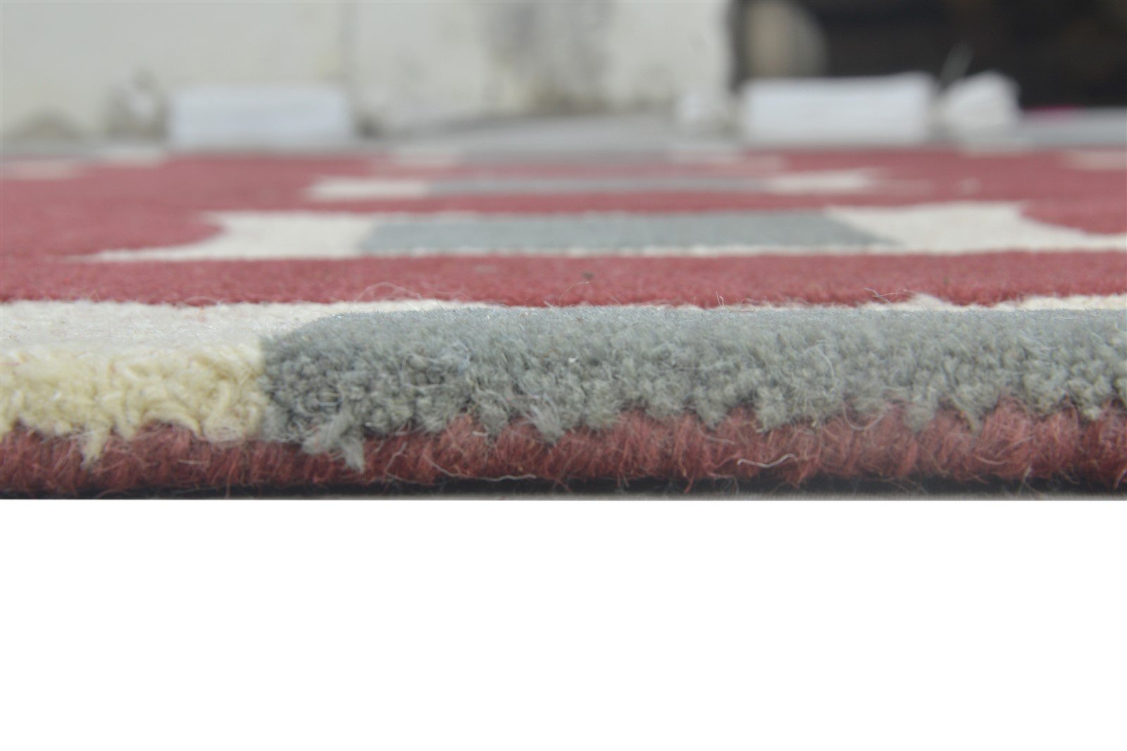 Hand Tufted Red Wool Rug 5' X 8' Modern Moroccan Geometric Room Size Carpet 7864276615317