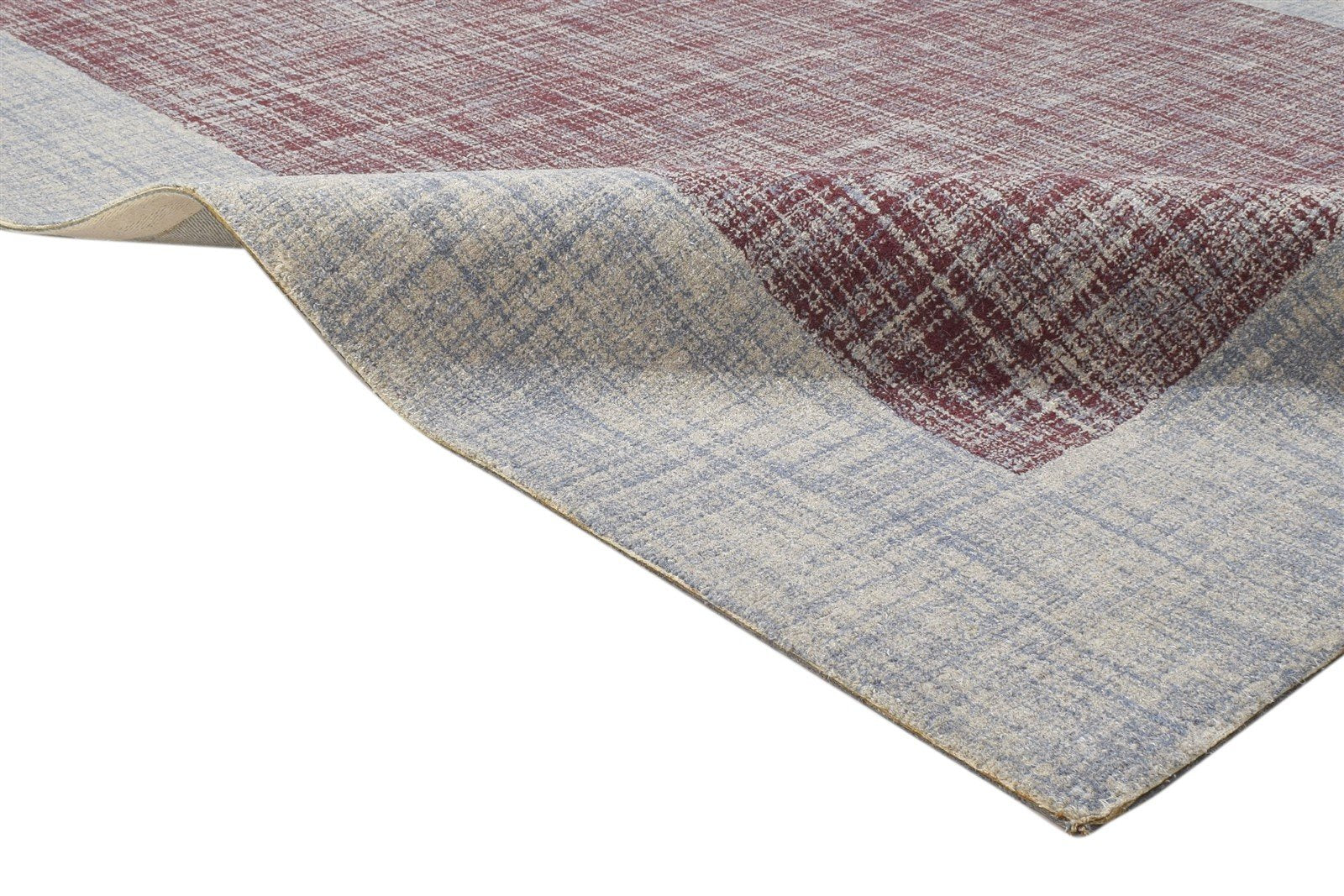 Hand Tufted Red Wool Rug 5' X 8' Modern Scandinavian Bordered Room Size Carpet 7864092917909