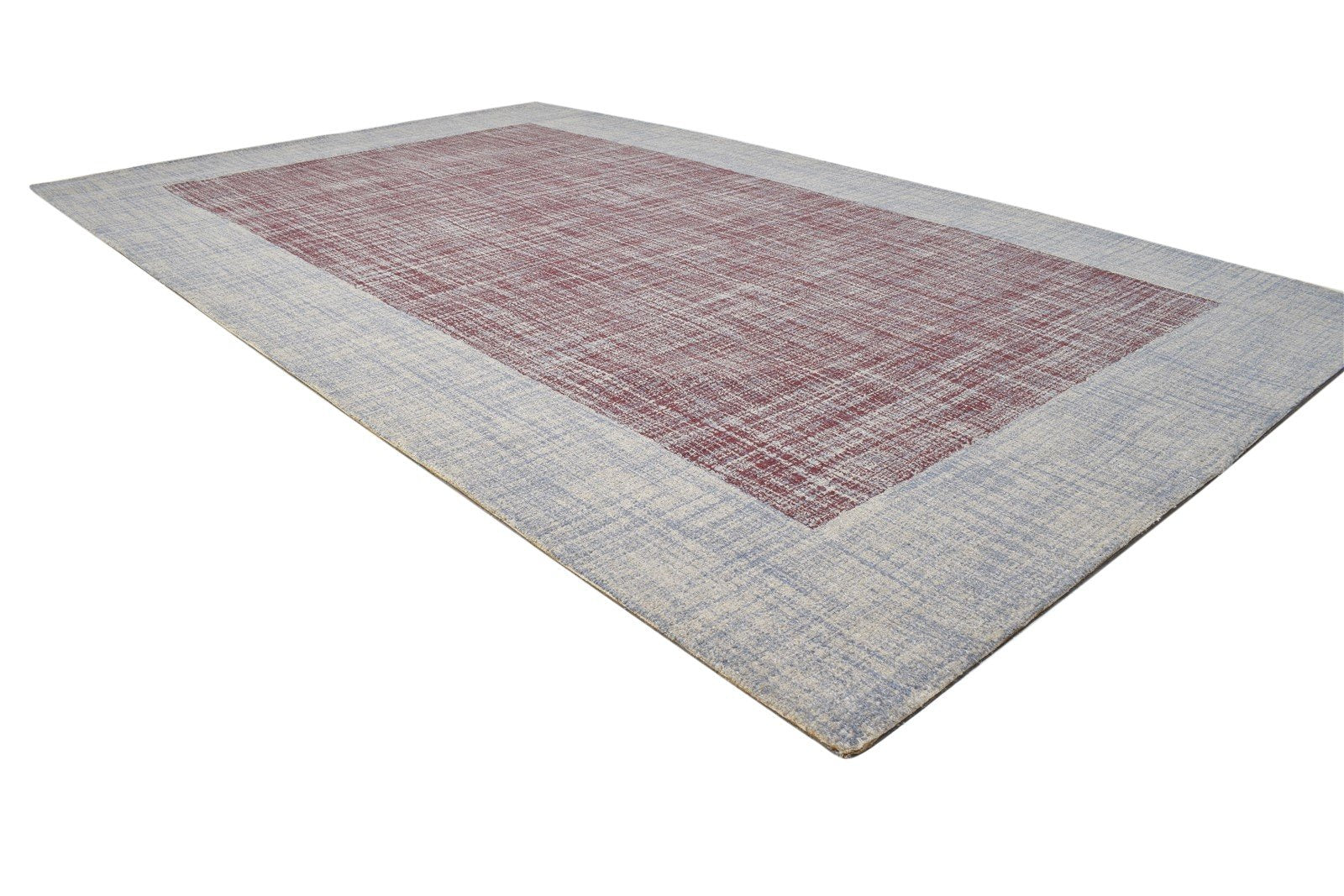 Hand Tufted Red Wool Rug 5' X 8' Modern Scandinavian Bordered Room Size Carpet 7864092917909