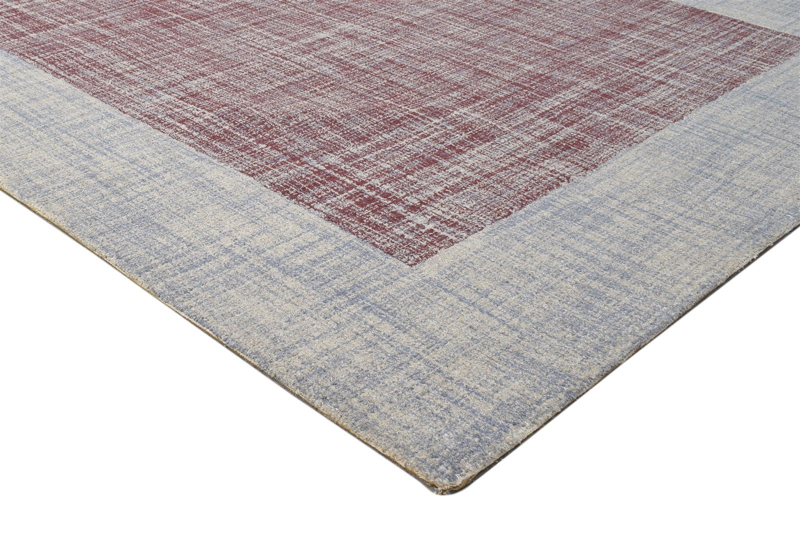 Hand Tufted Red Wool Rug 5' X 8' Modern Scandinavian Bordered Room Size Carpet 7864092917909