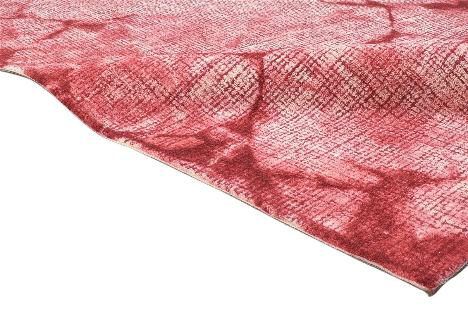 Hand Tufted Red Wool Rug 5' X 8' Modern Shibori Tie Dye Room Size Carpet 7864093180053