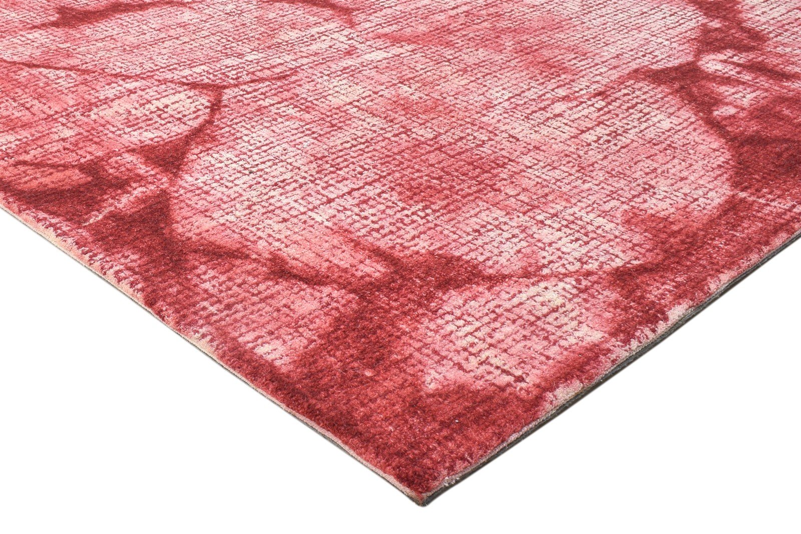 Hand Tufted Red Wool Rug 5' X 8' Modern Shibori Tie Dye Room Size Carpet 7864093180053