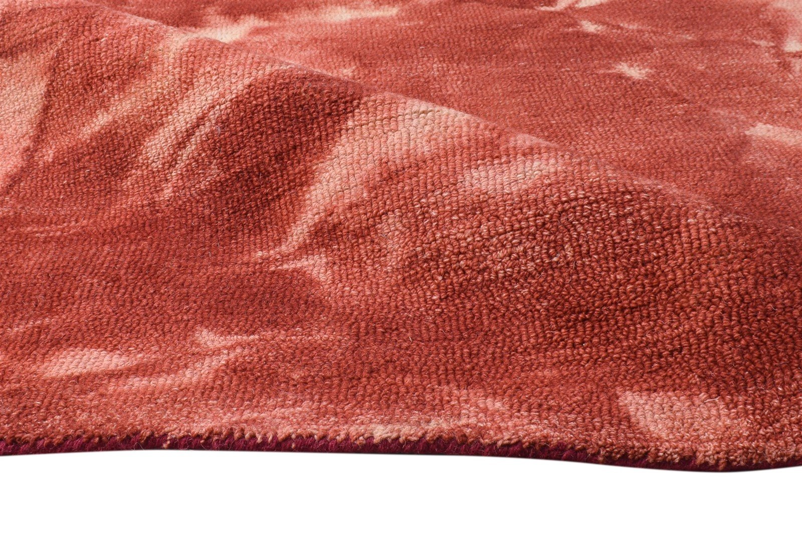 Hand Tufted Red Wool Rug 5' X 8' Modern Shibori Tie Dye Room Size Carpet 7865258475669