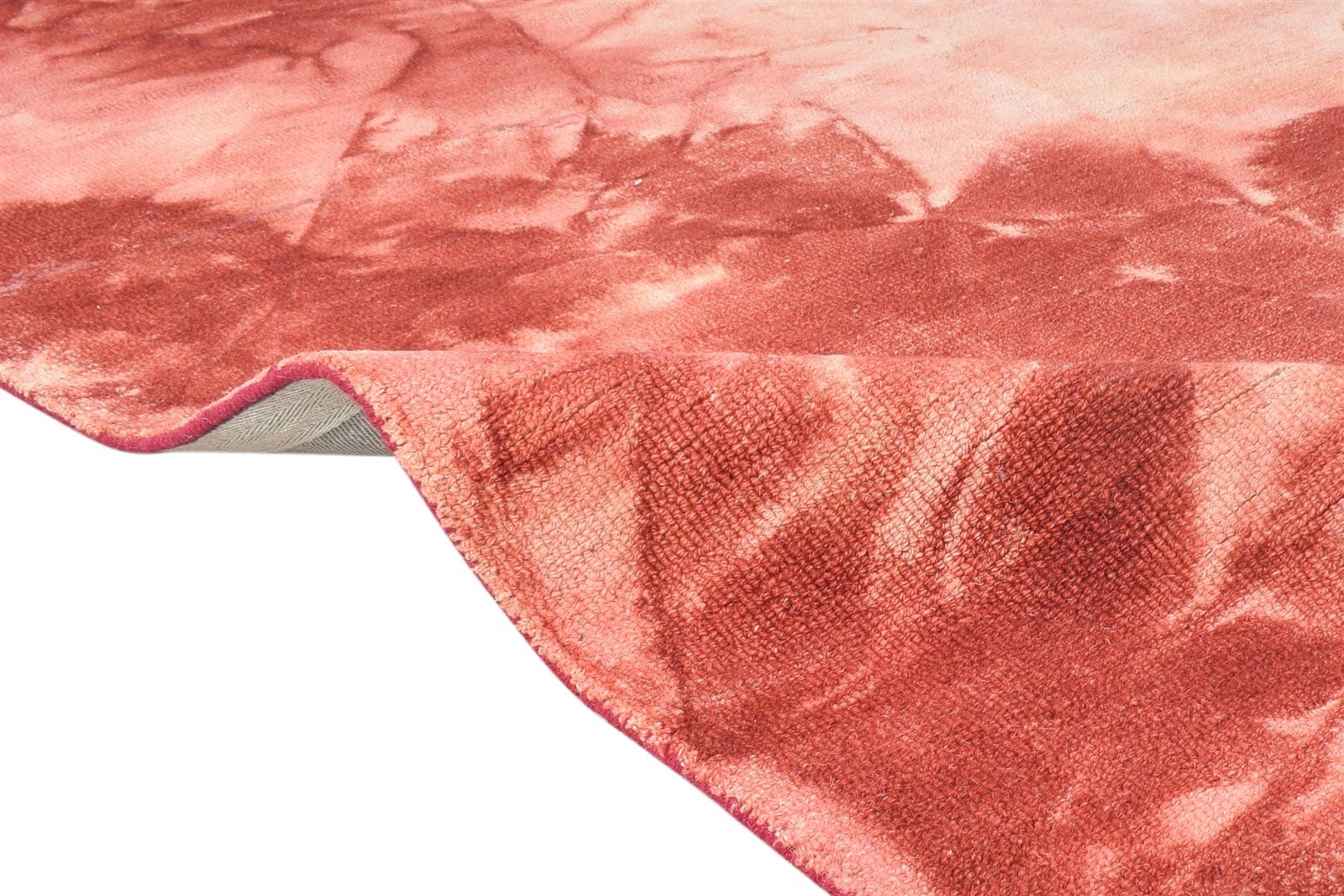 Hand Tufted Red Wool Rug 5' X 8' Modern Shibori Tie Dye Room Size Carpet 7865258475669