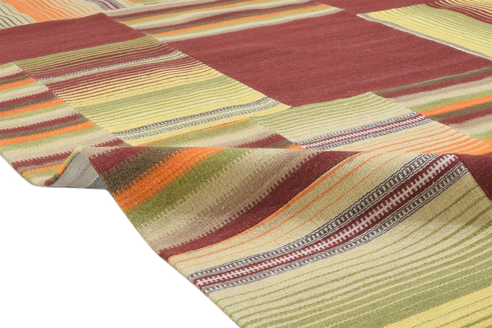 Hand Tufted Red Wool Rug 7' X 10' Modern Scandinavian Geometric Large Carpet 7864112382101