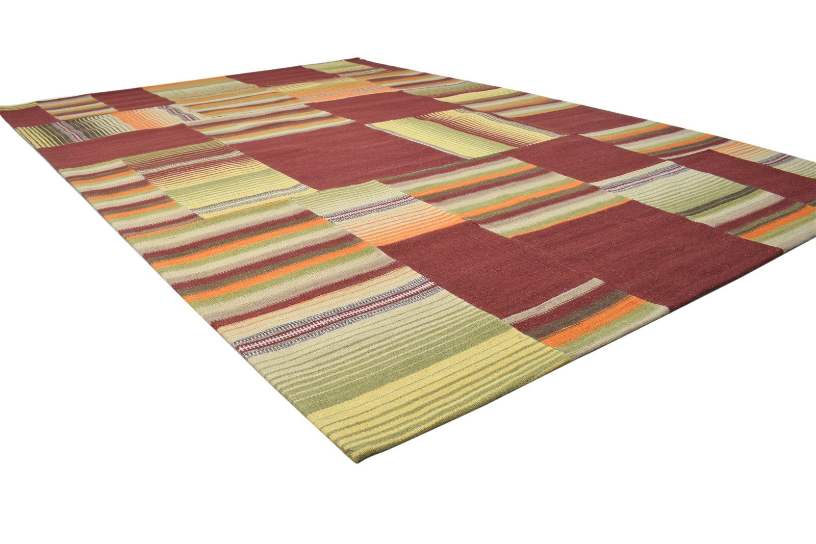 Hand Tufted Red Wool Rug 7' X 10' Modern Scandinavian Geometric Large Carpet 7864112382101