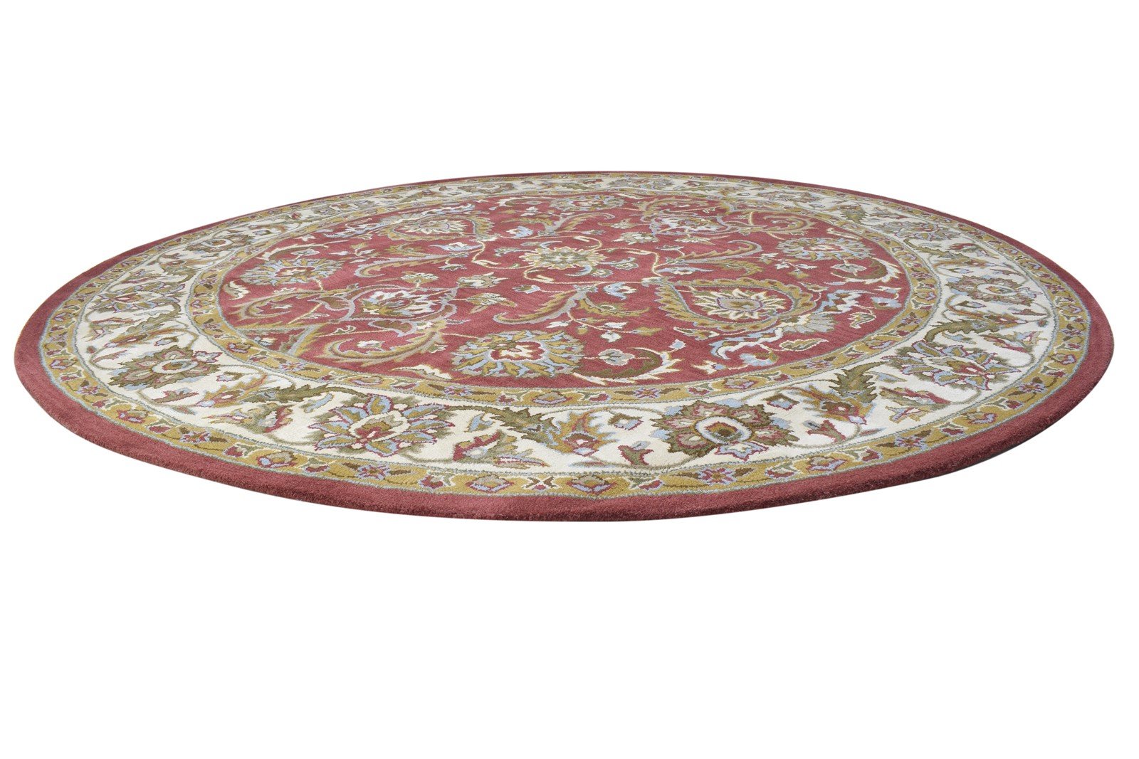 Hand Tufted Red Wool Rug 8' X 8' Persian Kashan Oriental Large Round 7864860770453