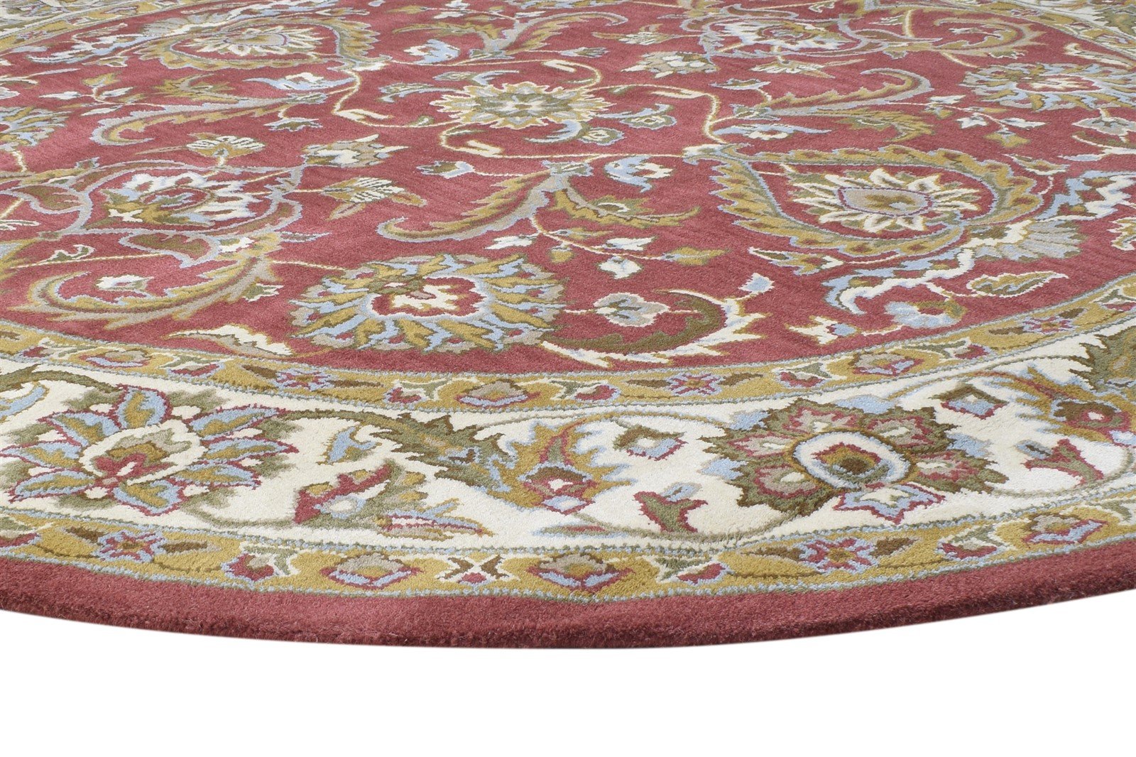 Hand Tufted Red Wool Rug 8' X 8' Persian Kashan Oriental Large Round 7864860770453