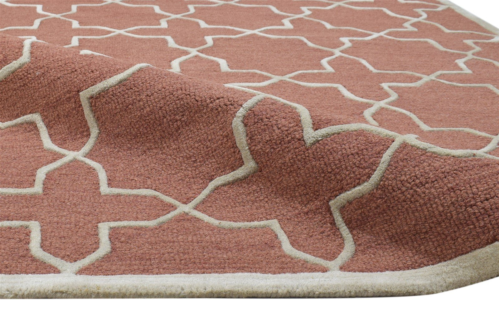 Hand Tufted Rust Wool Rug 4' X 6' Modern Moroccan Geometric Room Size Carpet 7864308662421