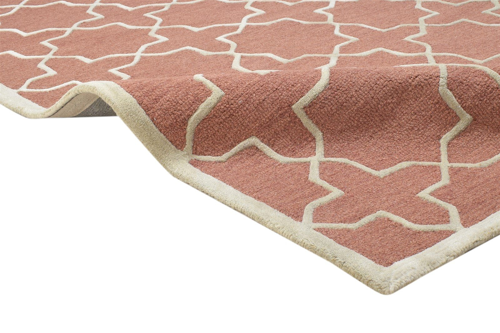 Hand Tufted Rust Wool Rug 4' X 6' Modern Moroccan Geometric Room Size Carpet 7864308662421