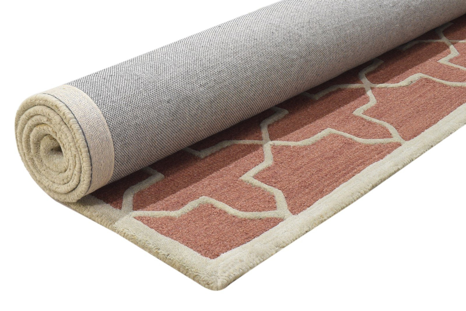 Hand Tufted Rust Wool Rug 4' X 6' Modern Moroccan Geometric Room Size Carpet 7864308662421