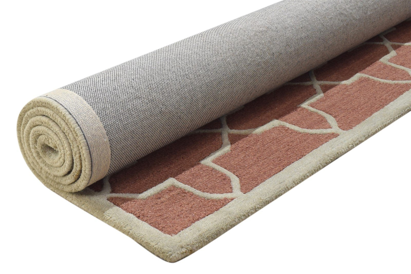 Hand Tufted Rust Wool Rug 4' X 6' Modern Moroccan Geometric Room Size Carpet 7864308957333