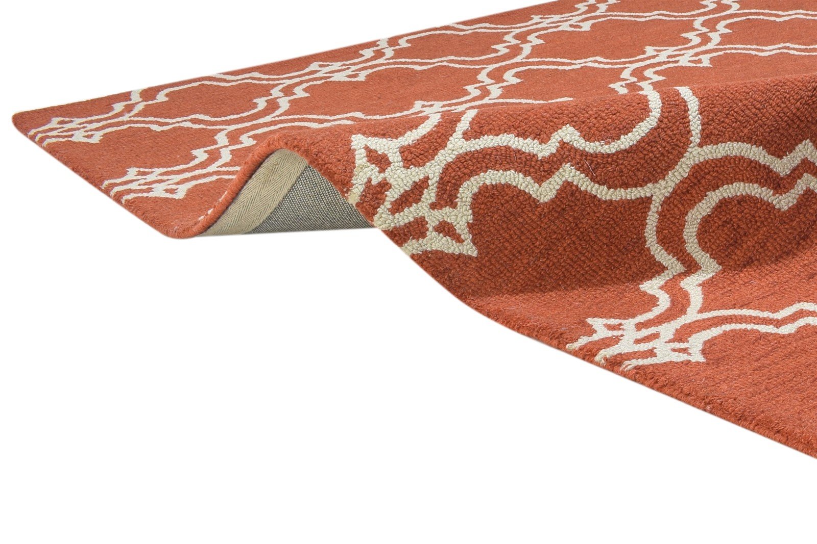 Hand Tufted Rust Wool Rug 4' X 6' Modern Moroccan Trellis Room Size Carpet 7864309383317