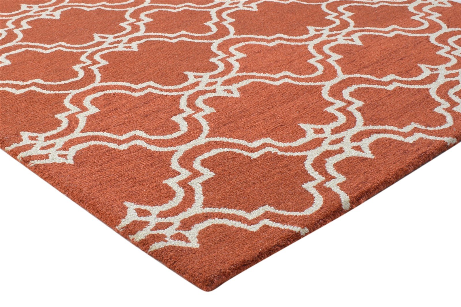 Hand Tufted Rust Wool Rug 4' X 6' Modern Moroccan Trellis Room Size Carpet 7864309383317