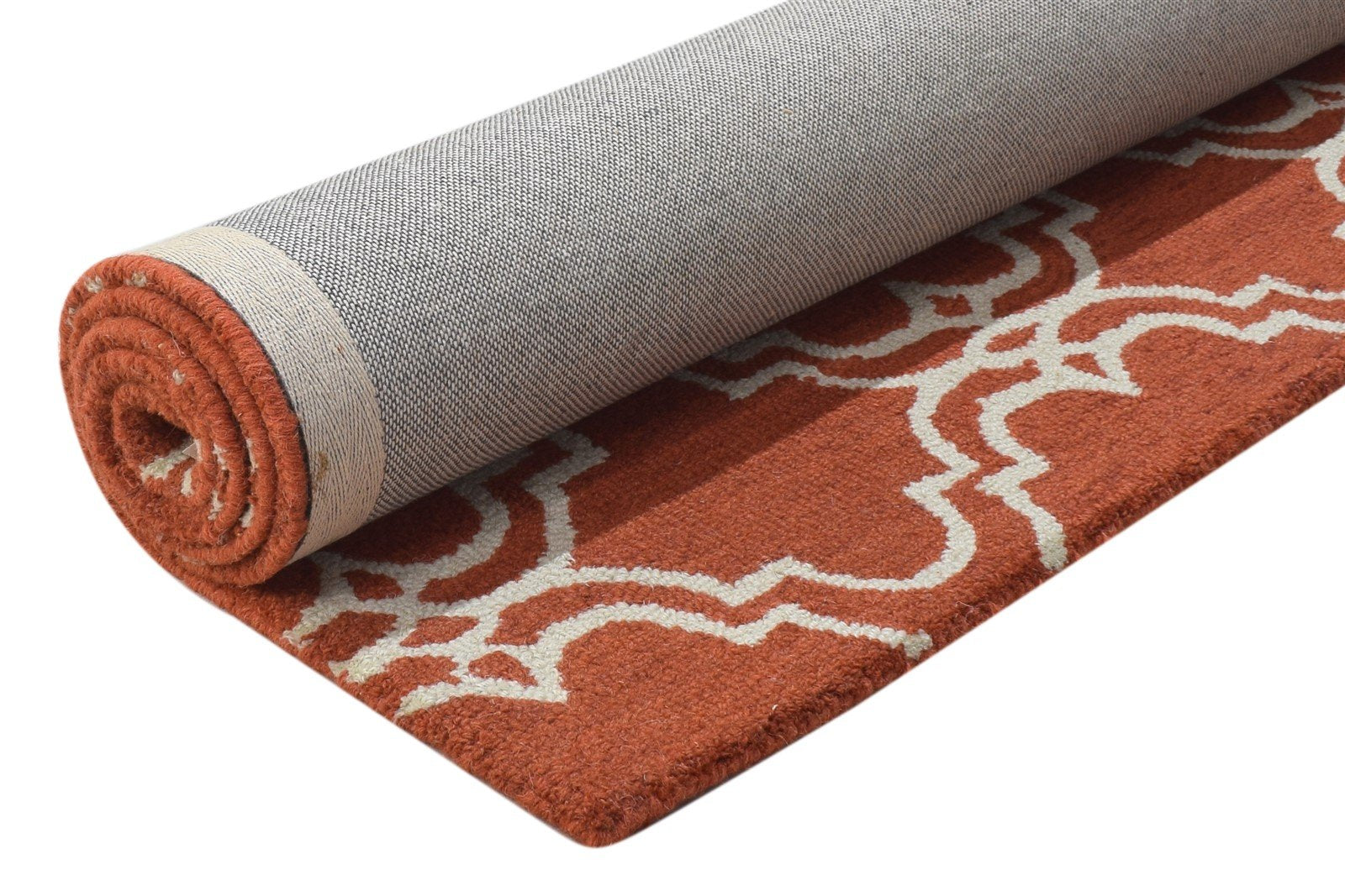 Hand Tufted Rust Wool Rug 4' X 6' Modern Moroccan Trellis Room Size Carpet 7864309383317