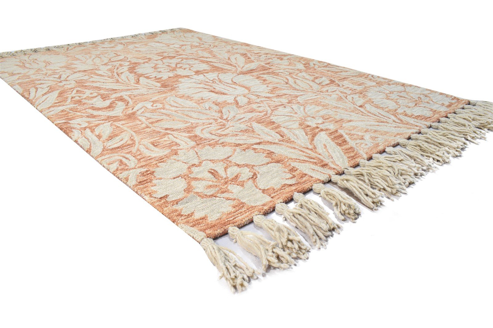 Hand Tufted Rust Wool Rug 5' X 7' Modern French Floral Room Size Carpet 7865113346197