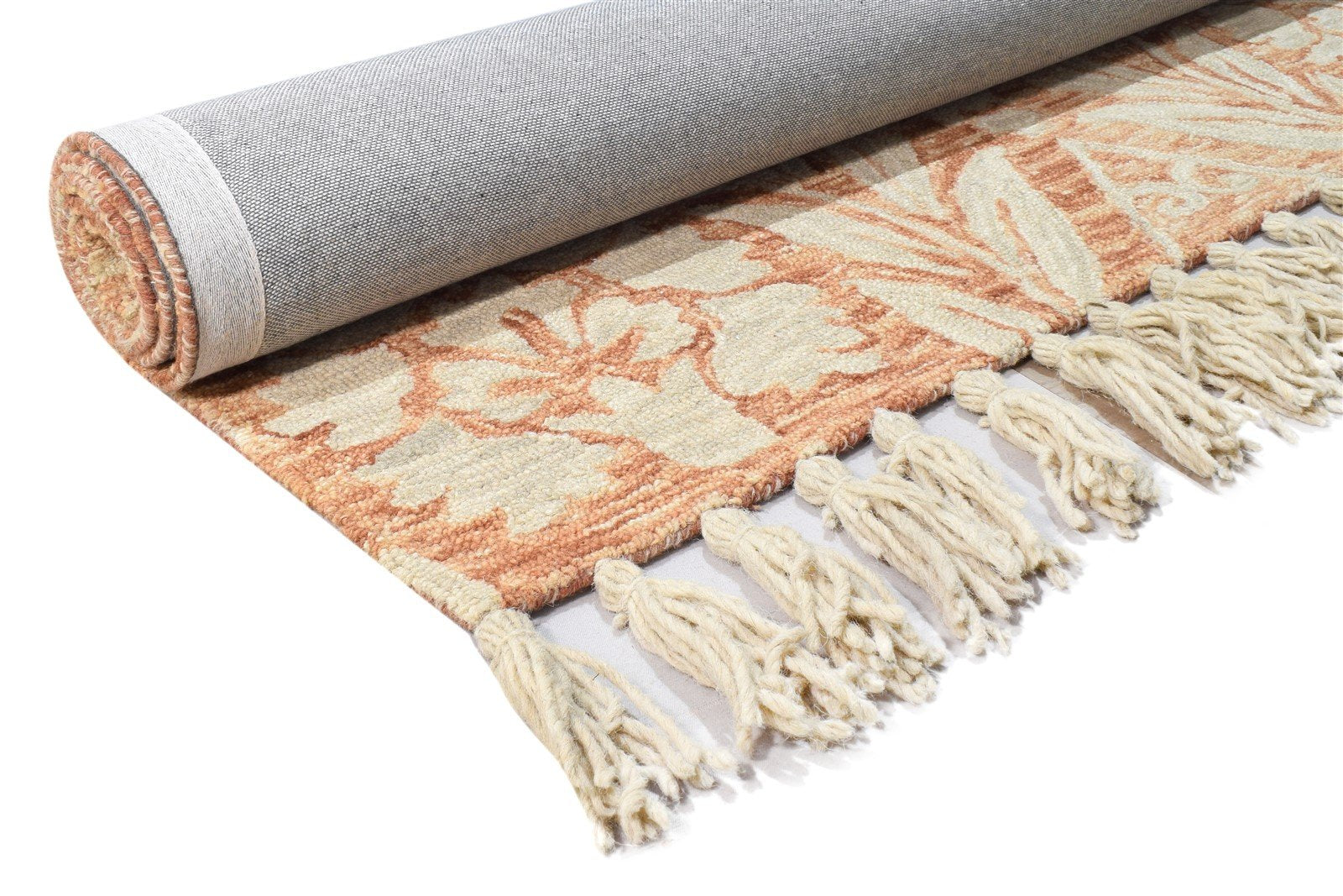 Hand Tufted Rust Wool Rug 5' X 7' Modern French Floral Room Size Carpet 7865113346197