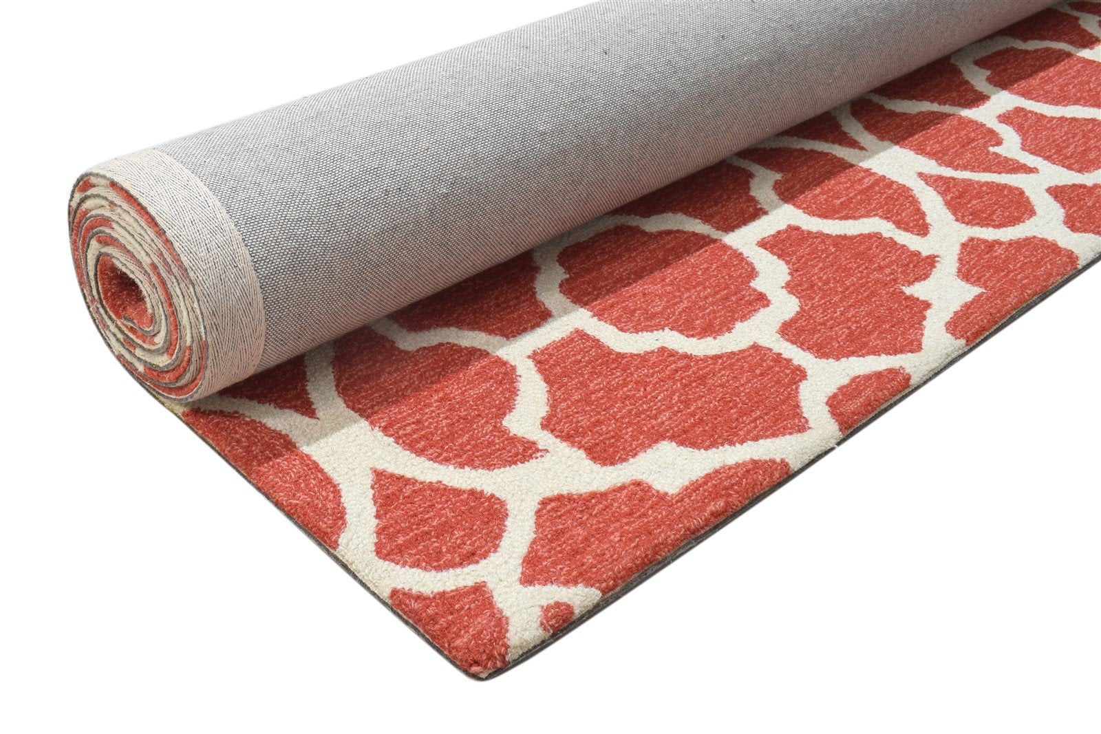 Hand Tufted Rust Wool Rug 5' X 8' Modern Moroccan Trellis Room Size Carpet 7864094425237