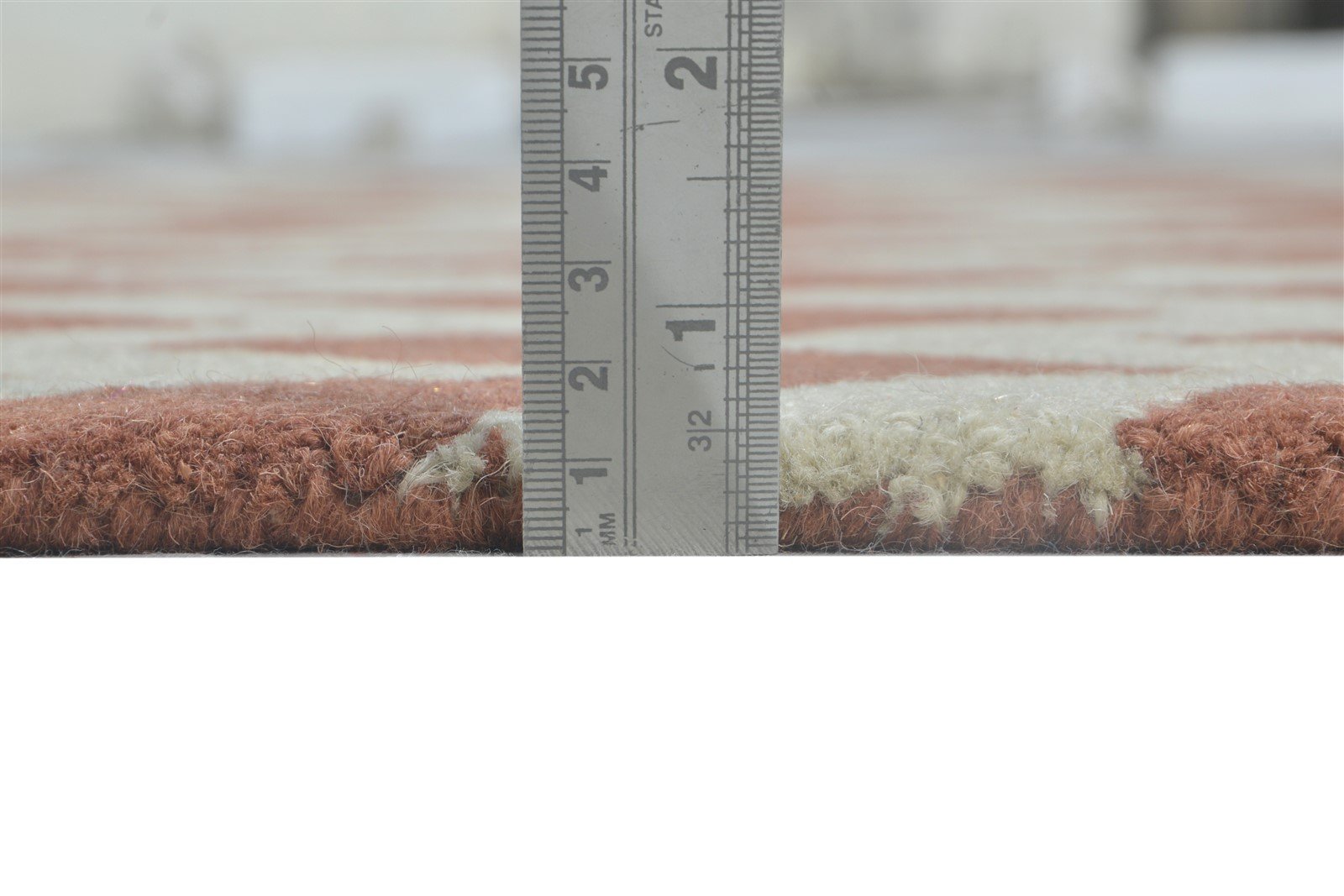 Hand Tufted Rust Wool Rug 5' X 8' Modern Scandinavian Chevron Room Size Carpet 7864278089877