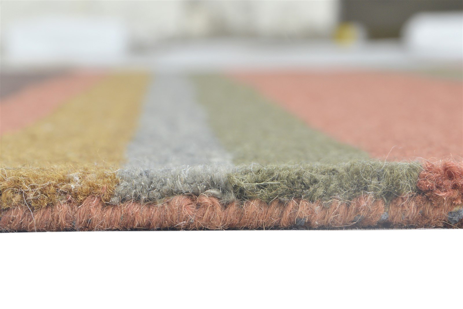 Hand Tufted Rust Wool Rug 5' X 8' Modern Scandinavian Striped Room Size Carpet 7864096194709