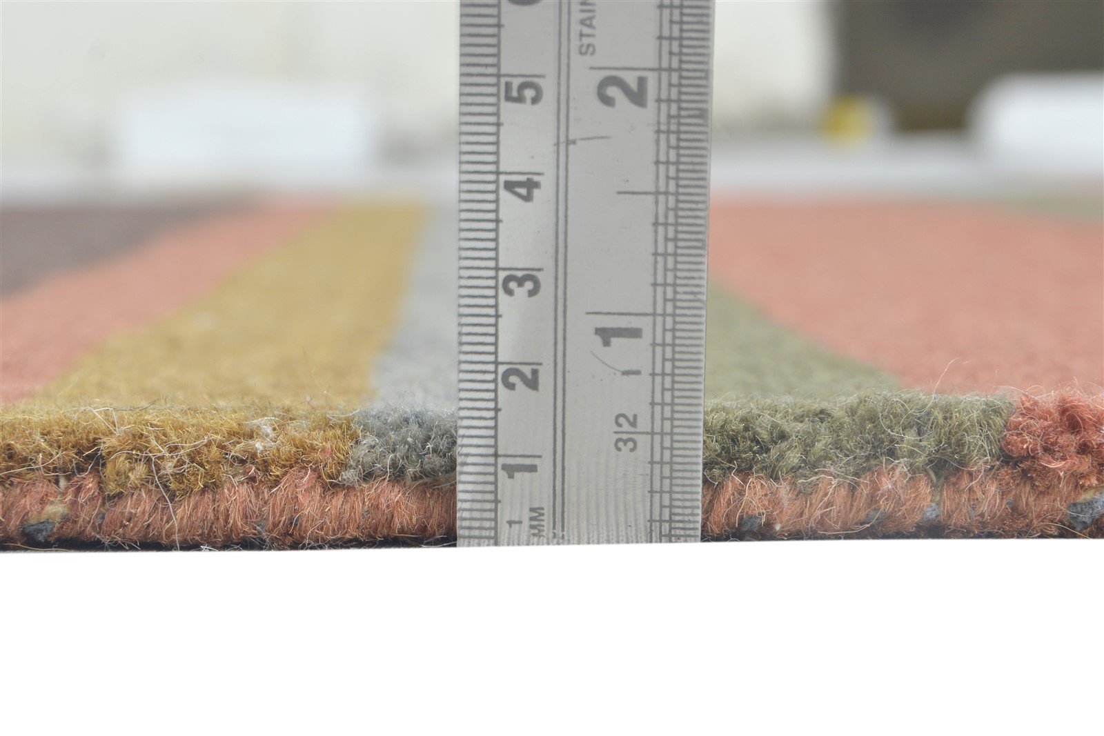 Hand Tufted Rust Wool Rug 5' X 8' Modern Scandinavian Striped Room Size Carpet 7864096194709