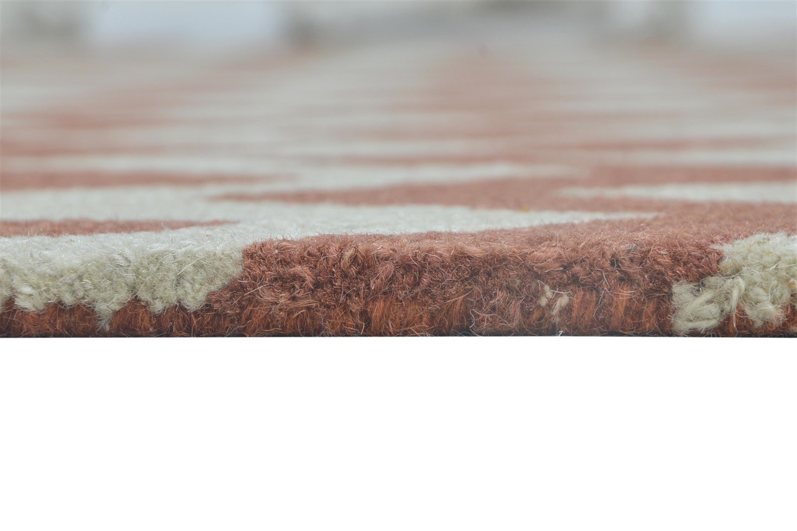 Hand Tufted Rust Wool Rug 8' X 10' Modern Scandinavian Chevron Large Carpet 7864305713301