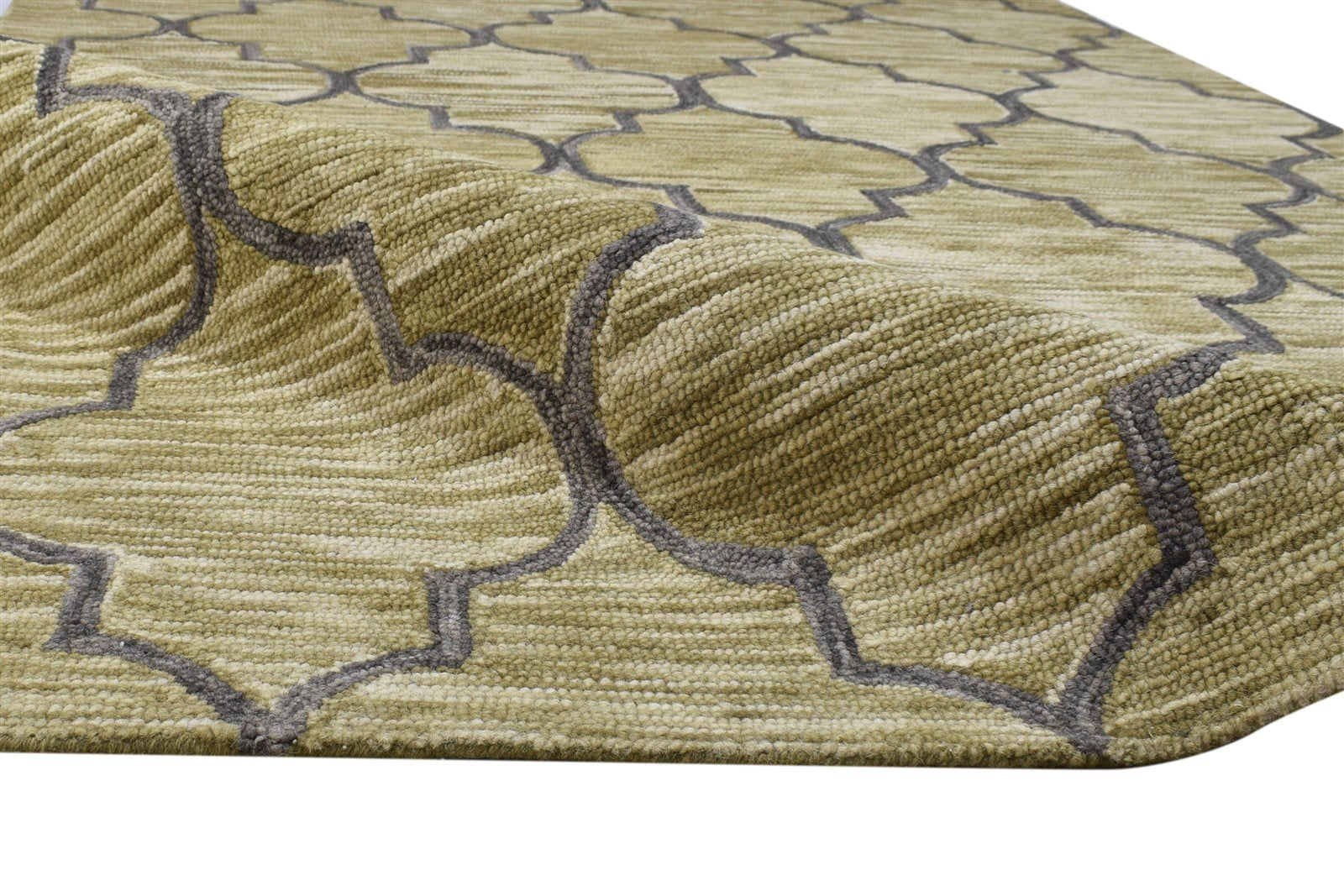 Hand Tufted Sage Wool Rug 5' X 8' Modern Moroccan Trellis Room Size Carpet 7864289558677