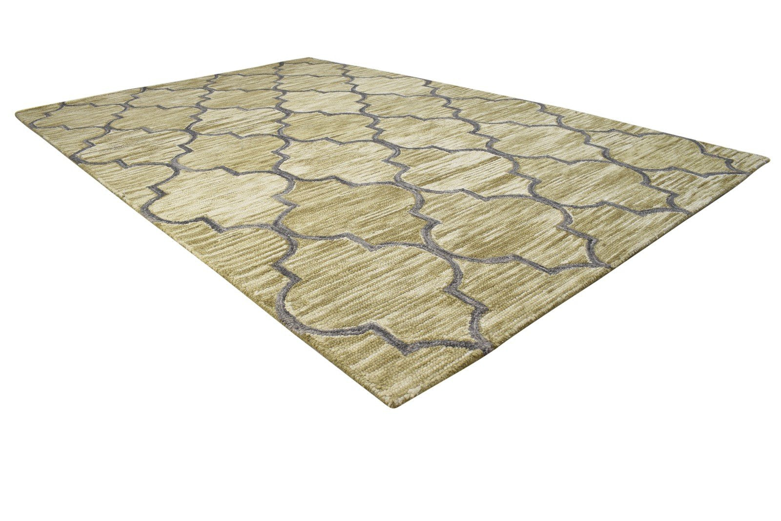 Hand Tufted Sage Wool Rug 5' X 8' Modern Moroccan Trellis Room Size Carpet 7864289558677