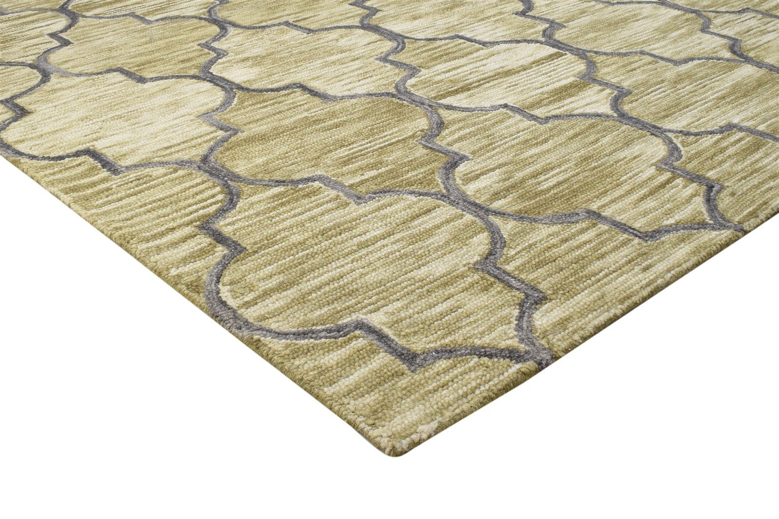 Hand Tufted Sage Wool Rug 5' X 8' Modern Moroccan Trellis Room Size Carpet 7864289558677
