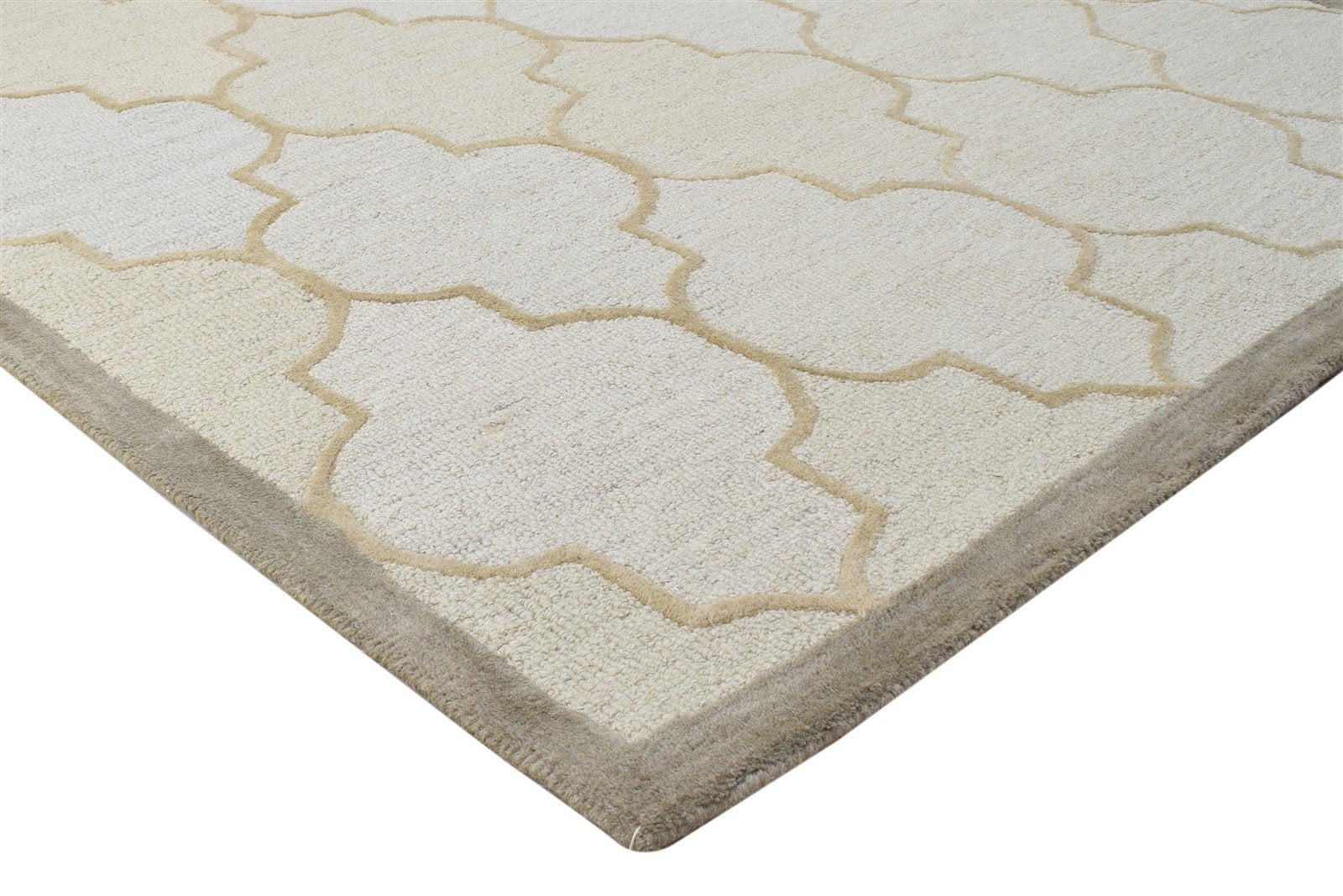 Charlean Hand Tufted Sand Wool Rug 5' X 8' Modern Moroccan Trellis 7864274682005