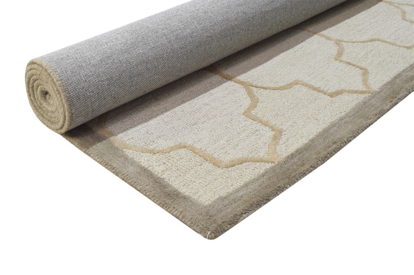 Charlean Hand Tufted Sand Wool Rug 5' X 8' Modern Moroccan Trellis 7864274682005