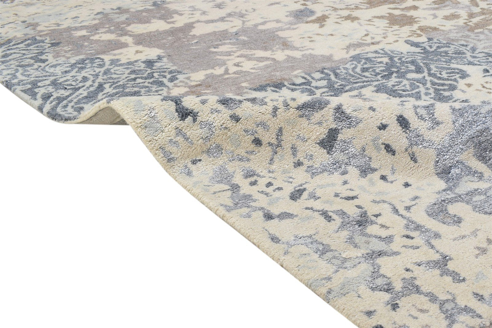 Hand Tufted Sand Wool / Silk Rug 5X8 Modern Indian Abstract Room Size Carpet 7864234541205