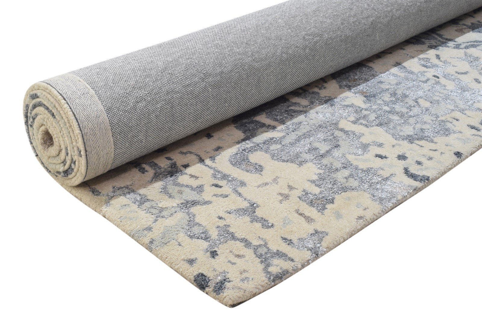 Hand Tufted Sand Wool / Silk Rug 5X8 Modern Indian Abstract Room Size Carpet 7864234541205
