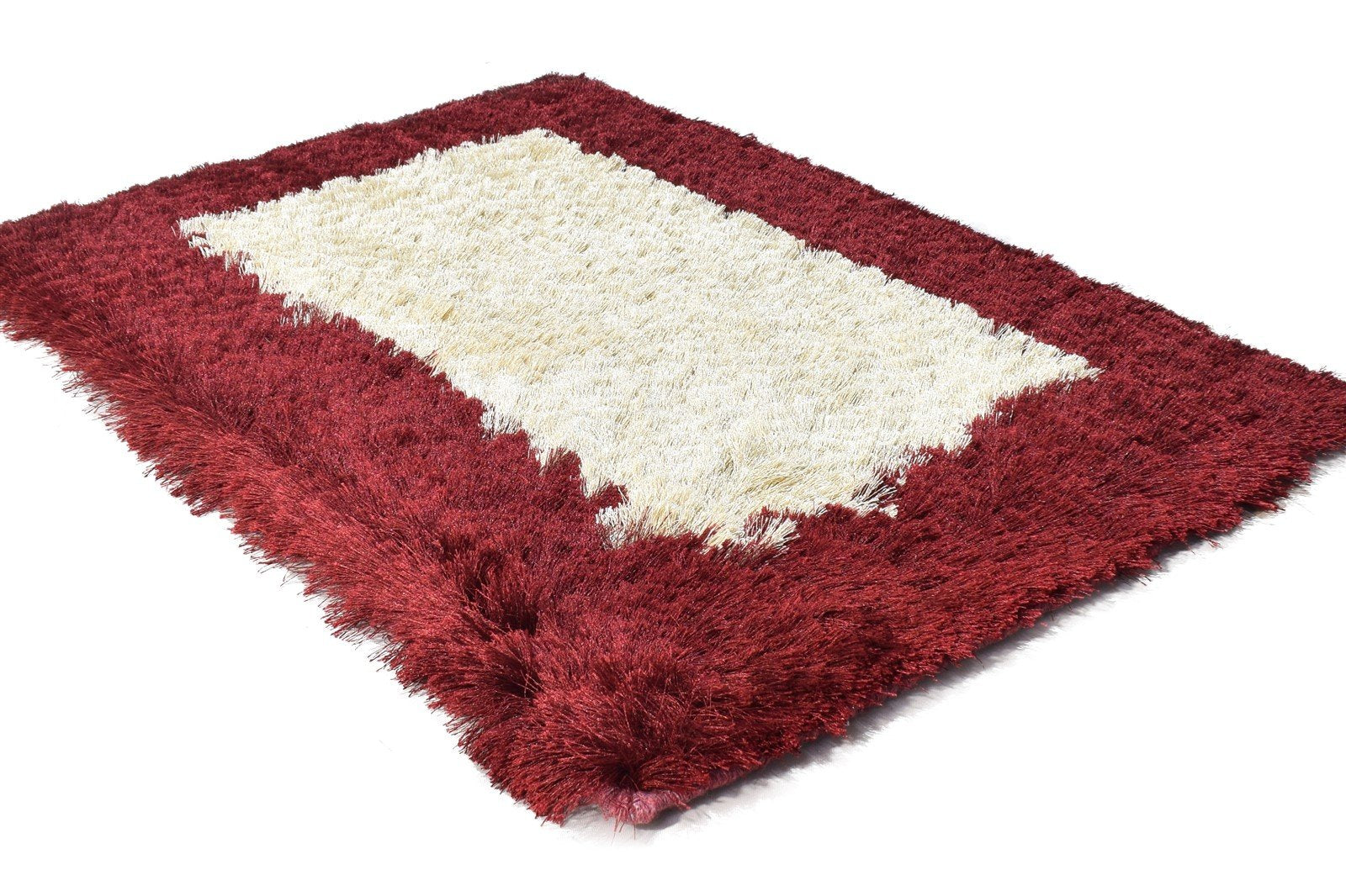 Hand Woven Beige Polyester Rug 2' X 3' Shag Scandinavian Modern Small Carpet 7864996561045