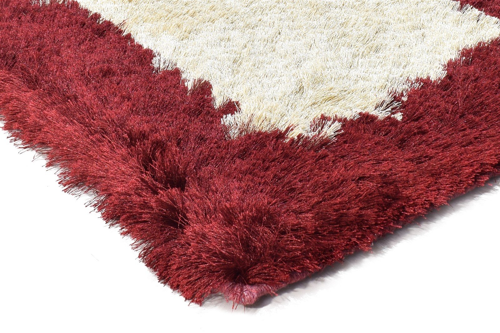 Hand Woven Beige Polyester Rug 2' X 3' Shag Scandinavian Modern Small Carpet 7864996561045