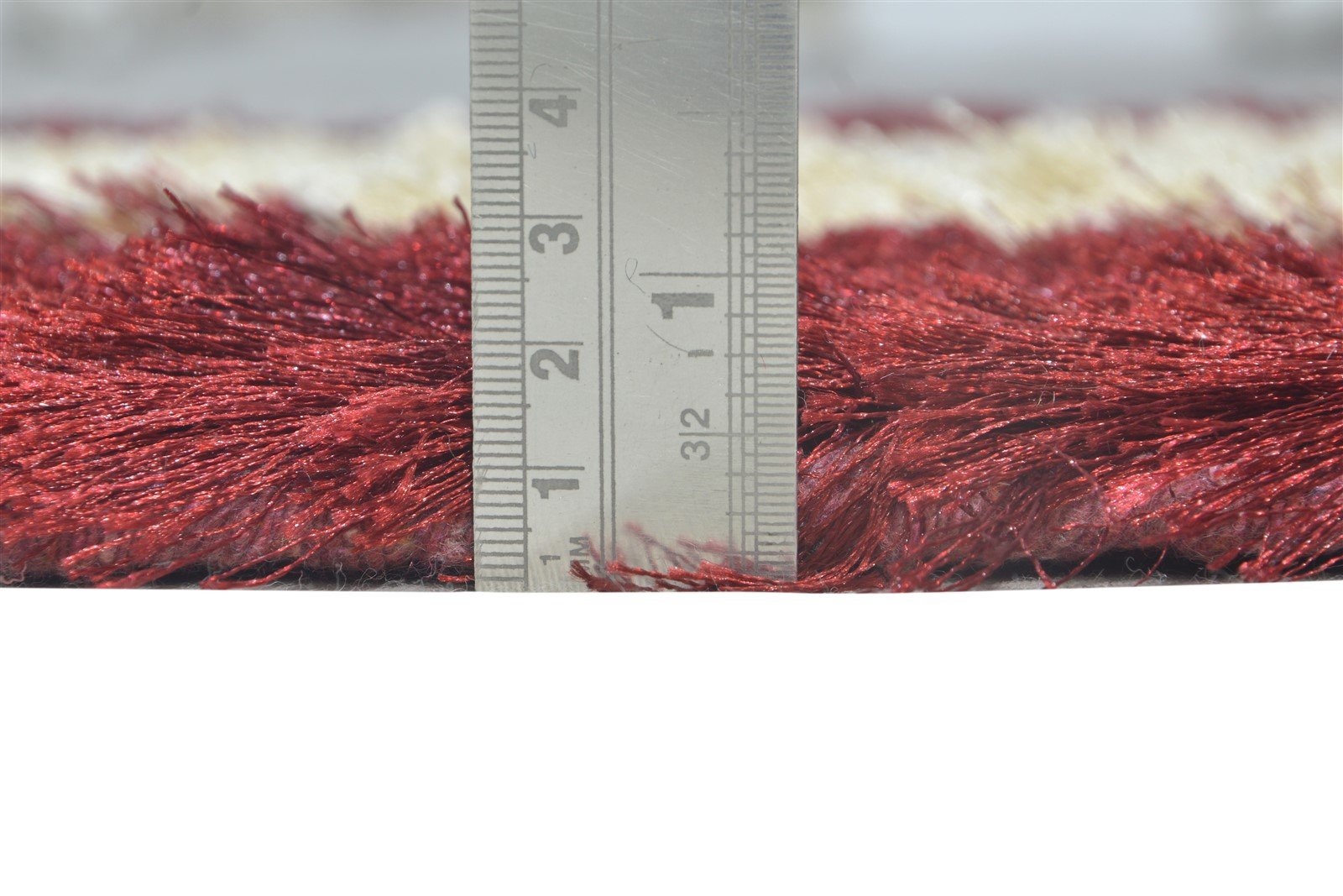 Hand Woven Beige Polyester Rug 2' X 3' Shag Scandinavian Modern Small Carpet 7864996561045