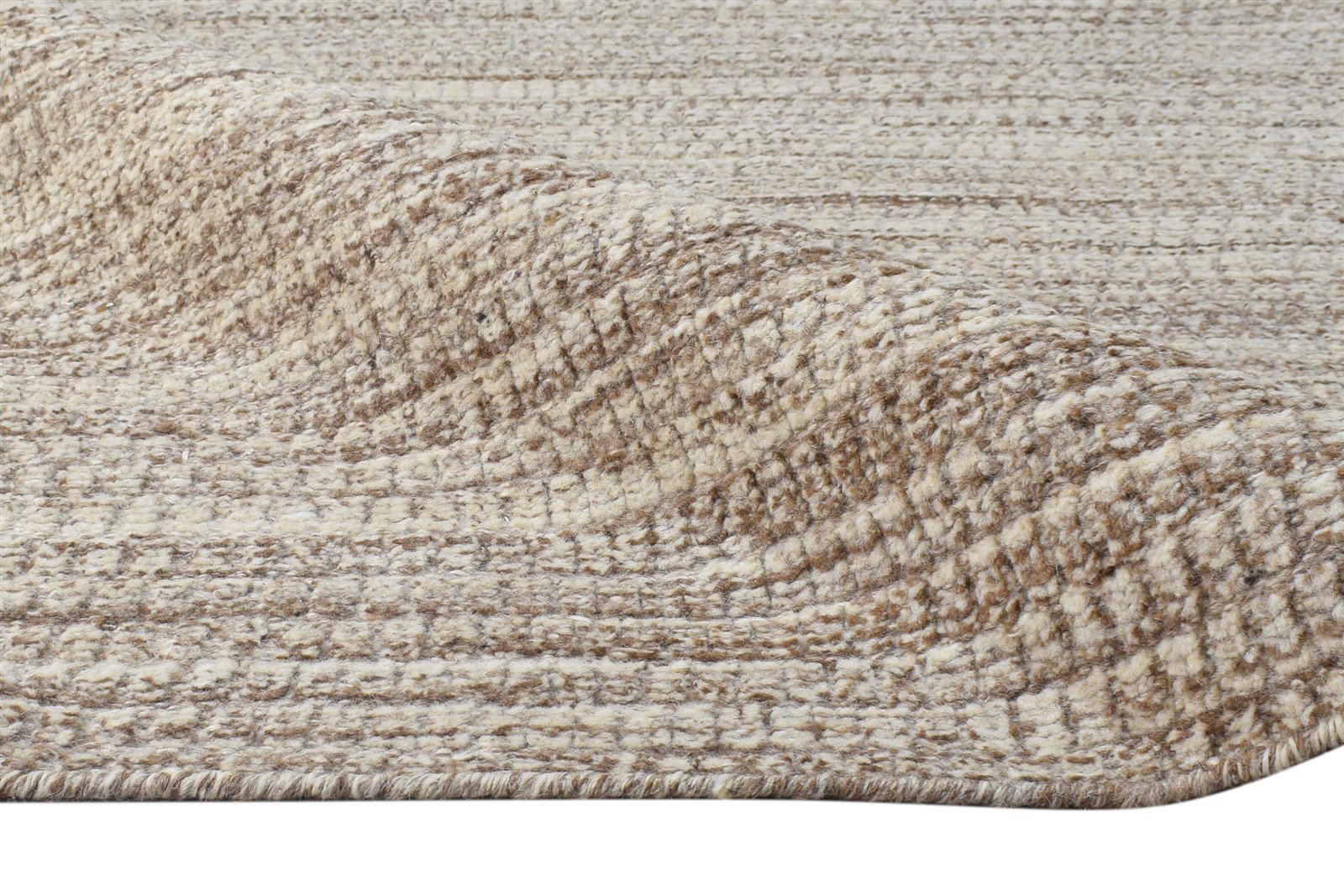 Hand Woven Beige Wool Rug 5' X 7' Modern Scandinavian Solid Room Size Carpet 7864920277141