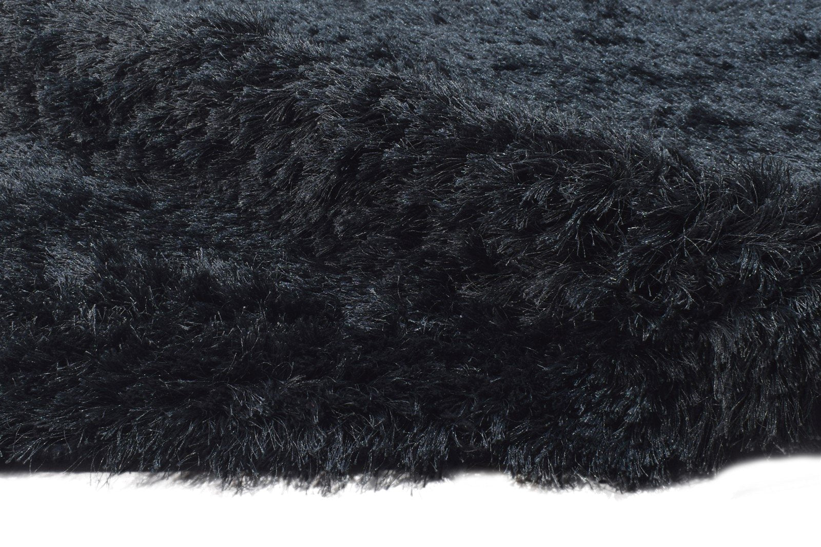 Hand Woven Black Polyester Rug 8' X 10' Modern Scandinavian Solid Large Carpet 7865105875093
