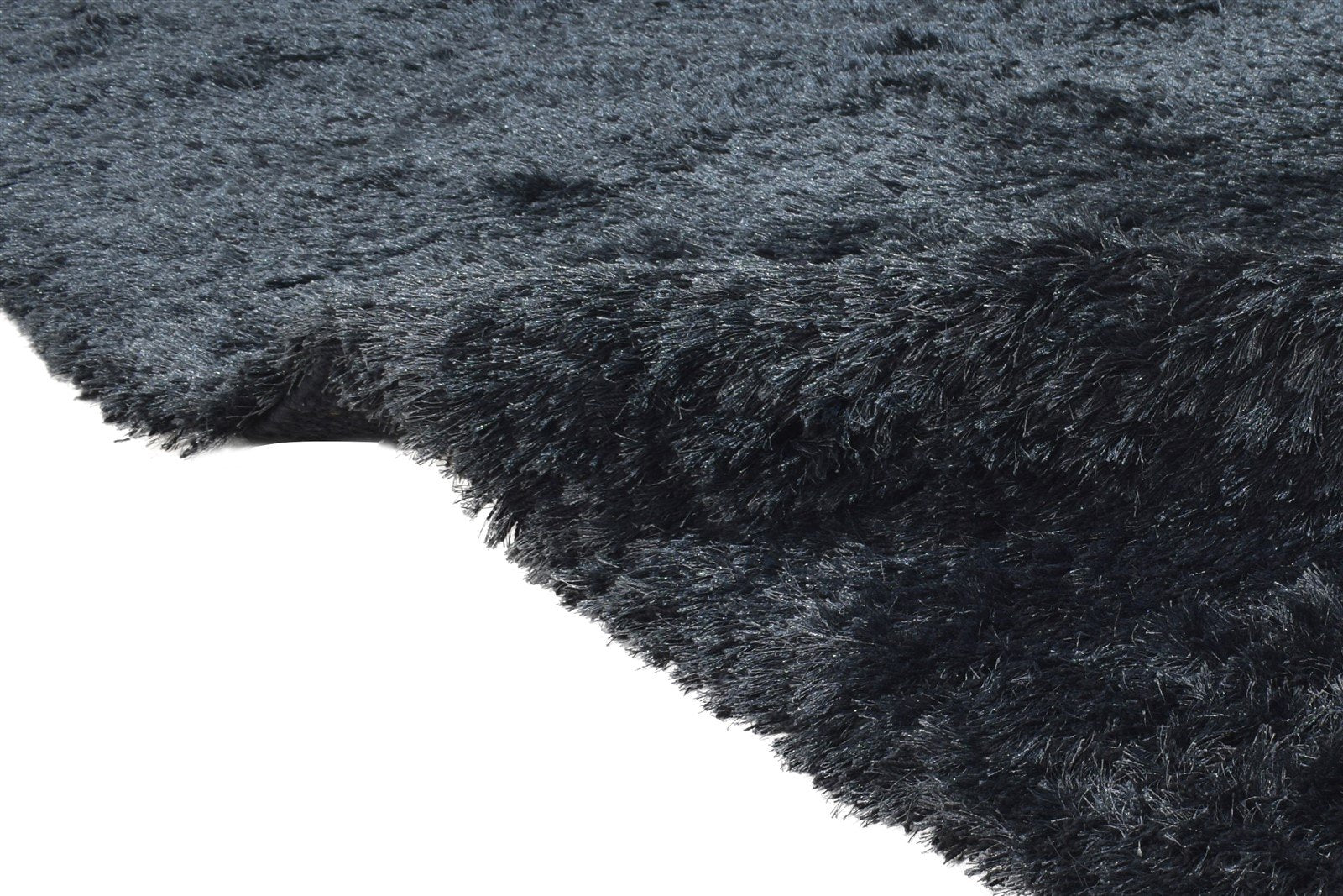 Hand Woven Black Polyester Rug 8' X 10' Modern Scandinavian Solid Large Carpet 7865105875093
