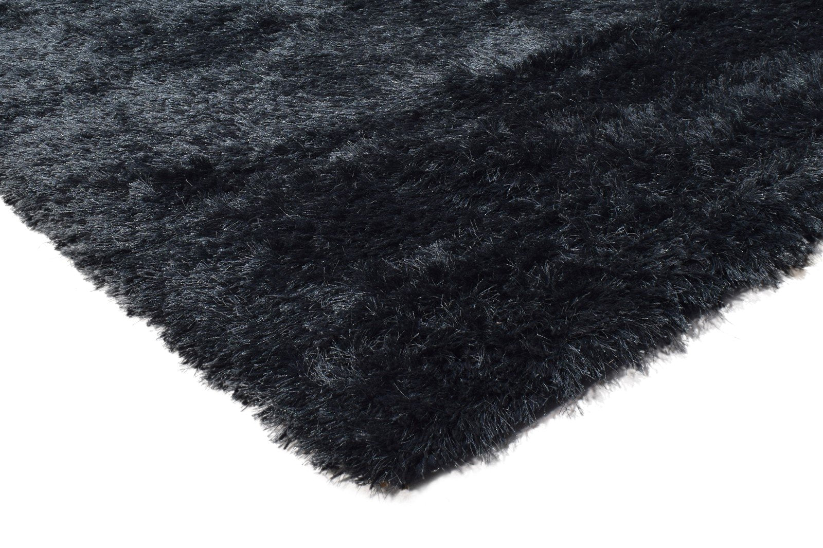 Hand Woven Black Polyester Rug 8' X 10' Modern Scandinavian Solid Large Carpet 7865105875093
