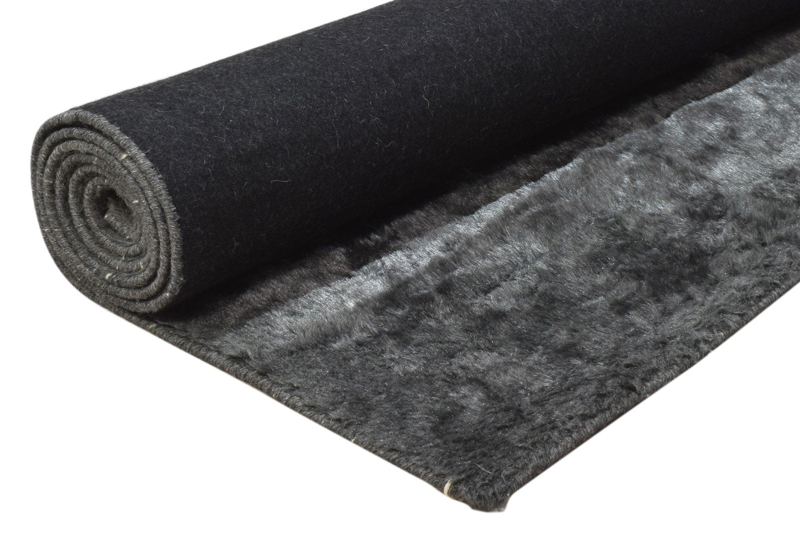 Hand Woven Black Polypropylene Rug 5X8 Modern Scandinavian Solid Room Size 7860679573653