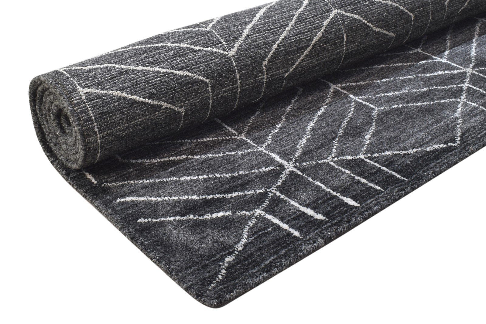 Hand Woven Black Silk Rug 5' X 8' Modern Moroccan Geometric Room Size Carpet 7864513757333
