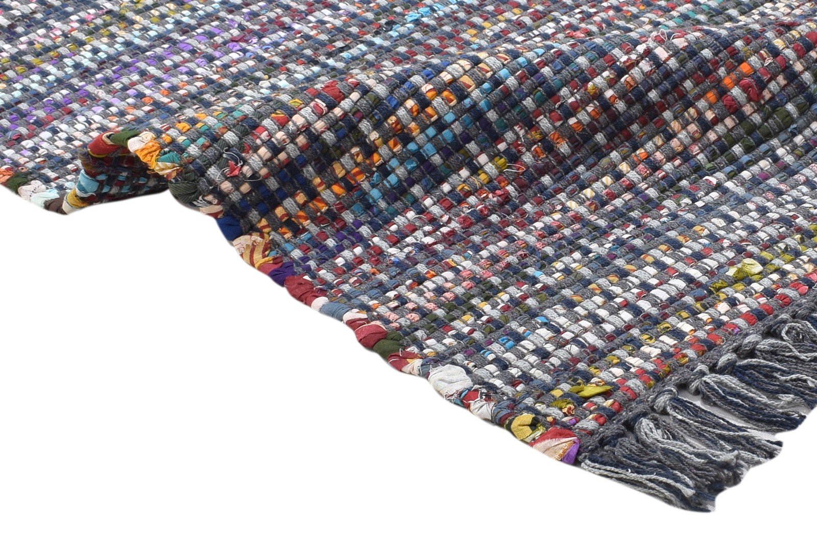 Hand Woven Black Wool / Nylon Rug 2' X 3' Modern Indian Bohemian Small Carpet 7864087904405