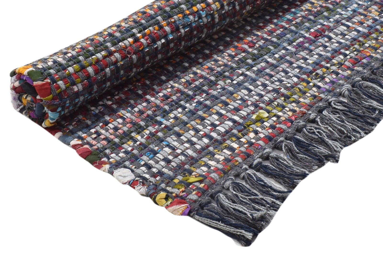 Hand Woven Black Wool / Nylon Rug 2' X 3' Modern Indian Bohemian Small Carpet 7864087904405