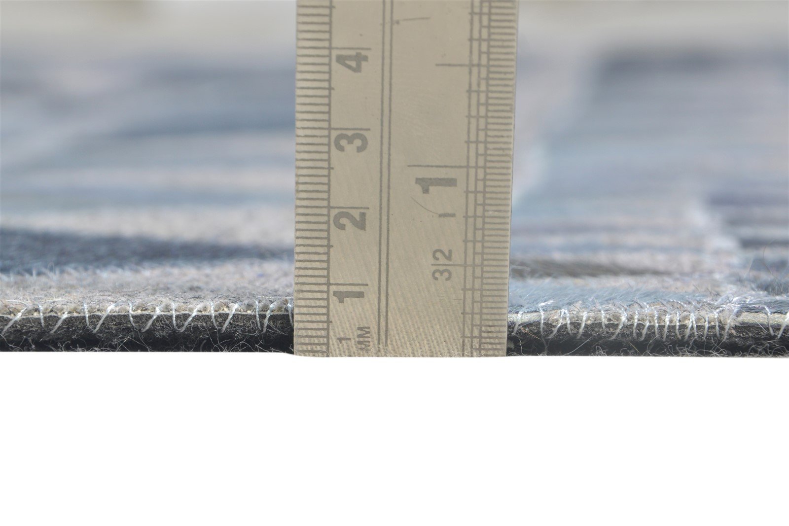 Hand Woven Blue Leather / Cotton Rug 5X8 Modern Scandinavian Triangles Room Size 7864947277973